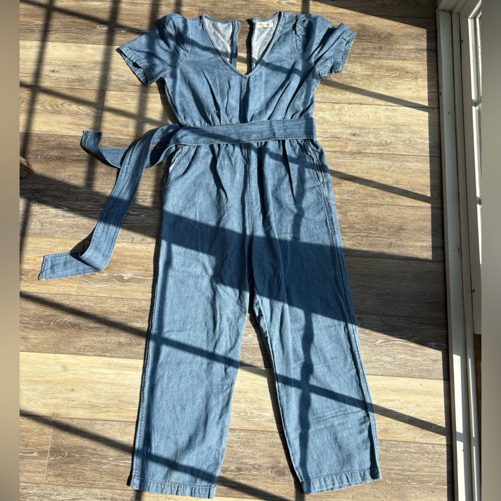 Madewell Blue Denim Jumpsuit with Belt size 4